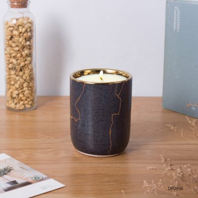 Black gilt ceramic candle jar (2)