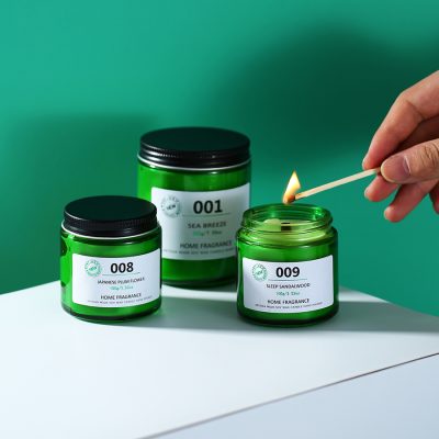 Green multi-size glass candle jar (3)