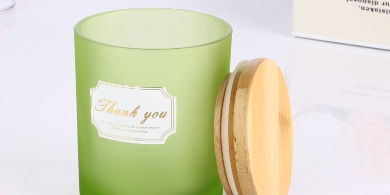 Green translucent glass candle jar (4)
