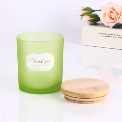 Green translucent glass candle jar (6)