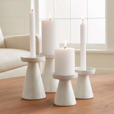 Heat resistant white ceramic candlestick (4)