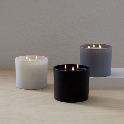 Matte black glass frosted candle jar (1)