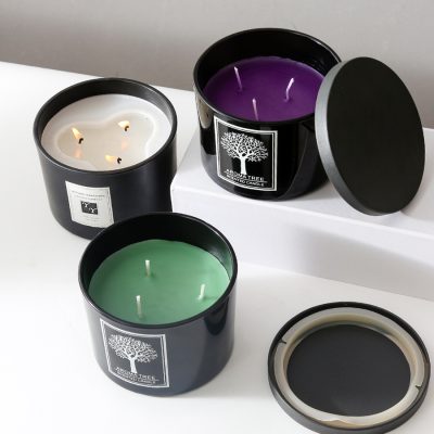 Matte black glass frosted candle jar (3)