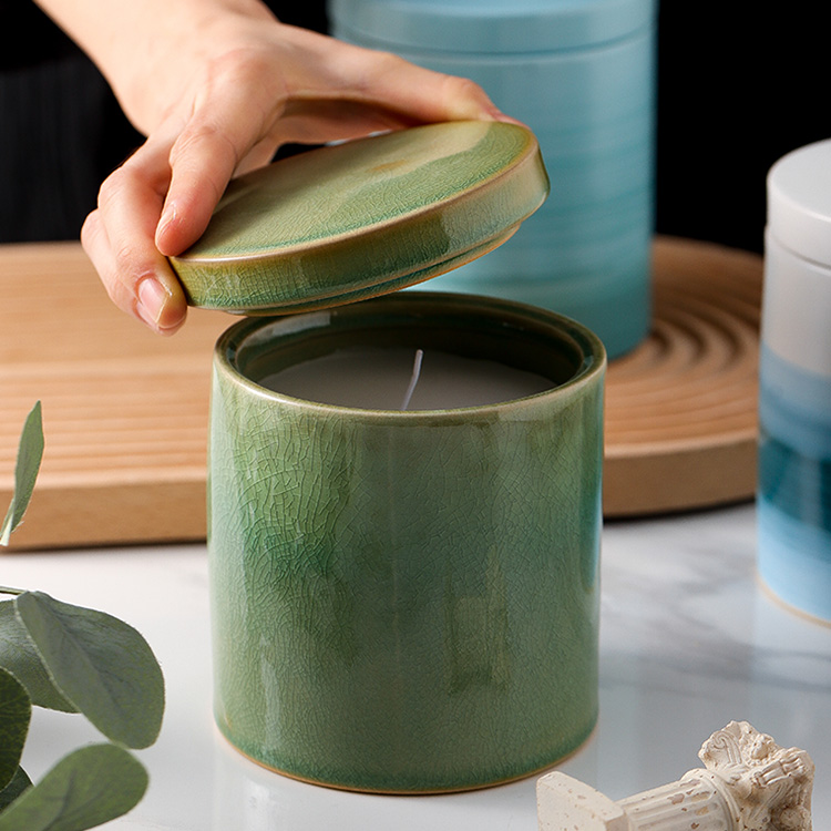 Matte glazed ceramic candle holder