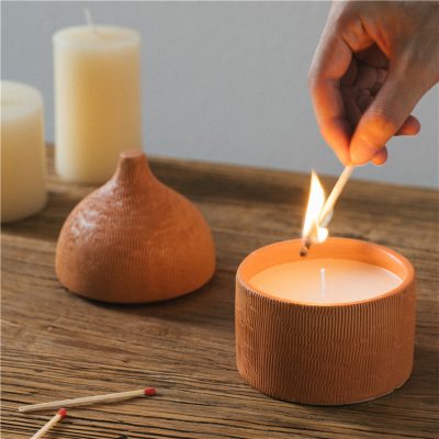 Orange elegant ceramic candle jar (1)