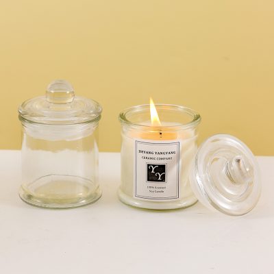 Private label transparent glass candle jar (3)