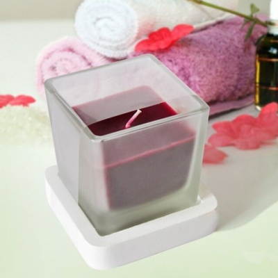 Square double candle glass jar (1)