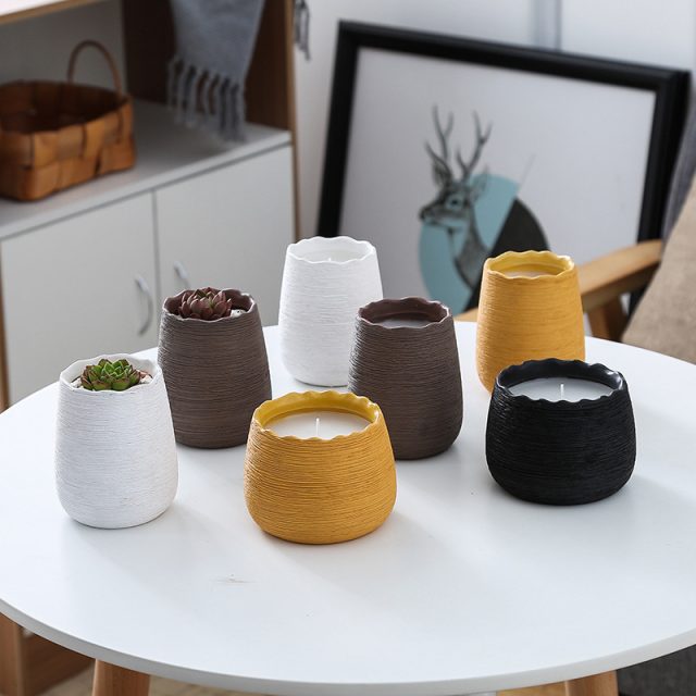 Ceramic Brushed Aromatherapy Ceramic Candle Jars (2)